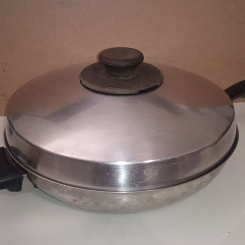 Vintage SEB Multipurpose Frying Pan Stainless Steel 18/10 29cm with Fissler Inox Lid used