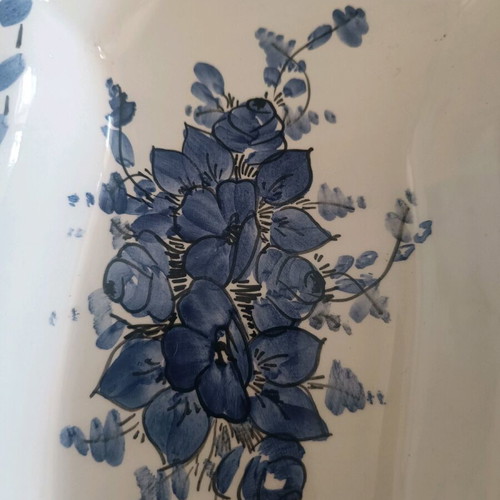 Vintage dinnerware set of 6 pieces white and blue with hand-painted flowers, like new