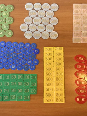 Game chips used, set of various colors and values