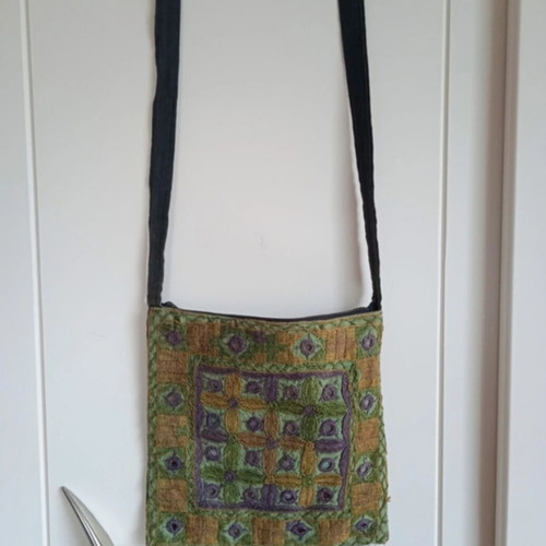 Patchwork Shoulder Bag like new, handmade with mirrors