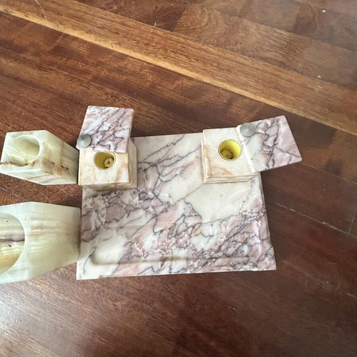 Vintage desk set from Eretria marble and onyx like new