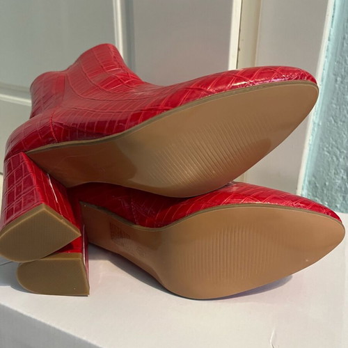 Patent leather ankle boots new, red size 38