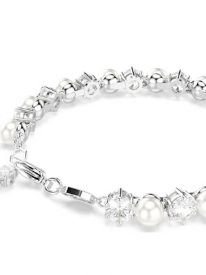 Новa гривна Swarovski с бели кристални перли и родиево покритие