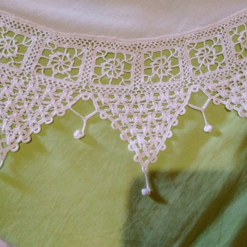 Handmade crocheted round tablecloth used with butterfly lace No 40