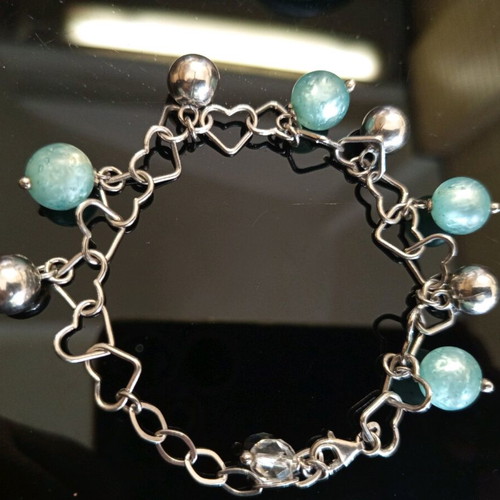 Silver women's bracelet 925 new with larimar stone 23cm