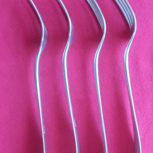 Gombault antique forks used, set of 4, silver alloy 1890