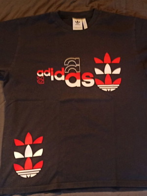 Adidas T-shirt XL used, men's, blue and red