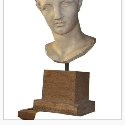 Hermes Bust by Praxiteles used, wooden base 60 cm height