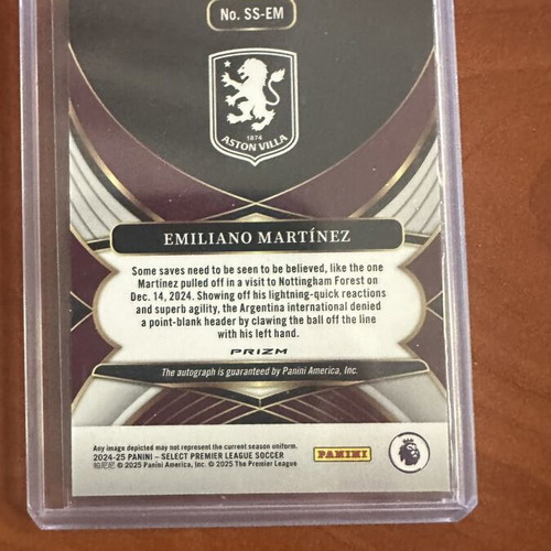 Panini Select Emiliano Martinez autograph card Aston Villa