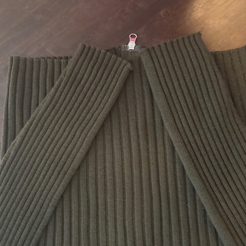 Benetton XL men's knitted cardigan with zipper, khaki