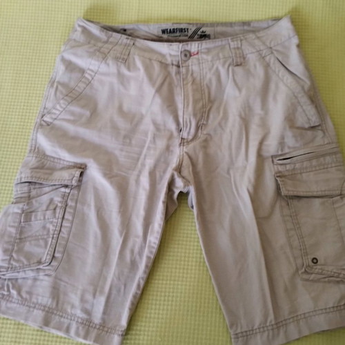 Cargo shorts men's used, size 34, beige, 100% cotton