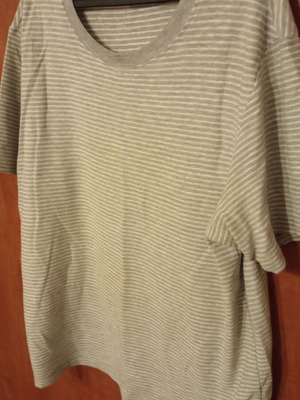Men's T-shirt L used, white with gray stripes H&M