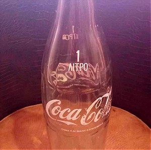 Coca - cola παλιο γυαλινο μπουκαλι του ενος λιτρου σε πολυ καλη κατασταση !
