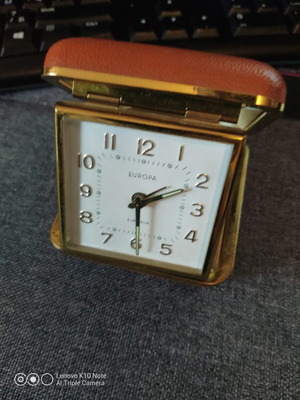 Europa vintage travel alarm clock 2 jewels used, analog table clock