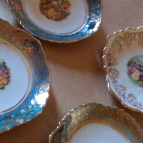 Set of 5 vintage decorative plates OTO Prima Porcelane like new