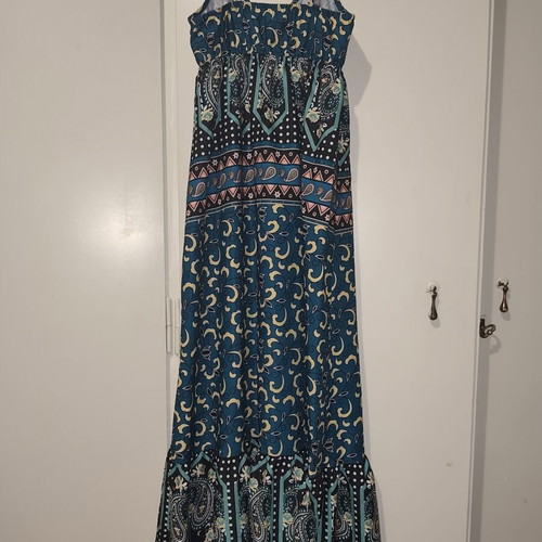 Shein Boho Maxi Dress with Thin Straps and Boho Print, XS