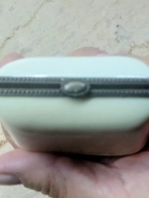Vintage minimalist ivory porcelain and brass jewelry box