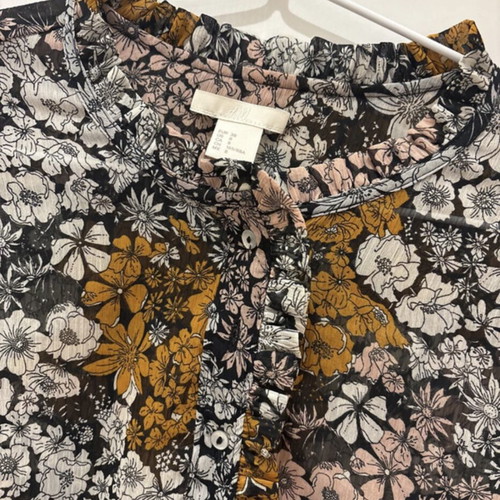 Floral Semi-Transparent Shirt H&M New, Size M 38 10, Multicolor