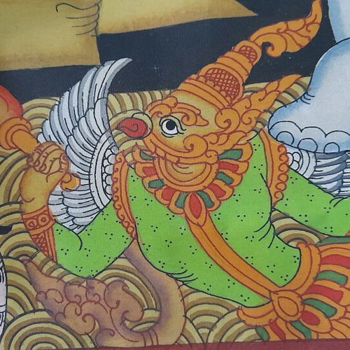 Buddhist deity from Thailand used, on fabric 73×50cm