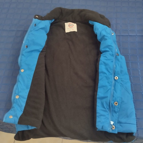 Joyce boys' blue sleeveless quilted vest with fleece lining