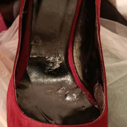Suede pumps used, burgundy color, size 36, thin heel 8 cm