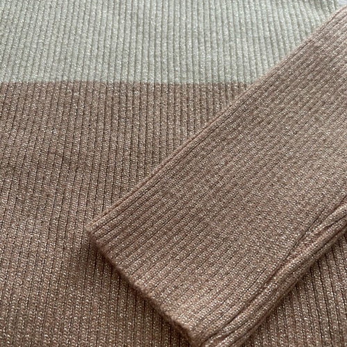 Ribbed blouse new, beige and gold, size small