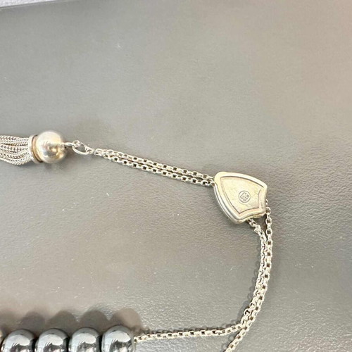 Silver komboloi new with 16 round beads, length 25 cm