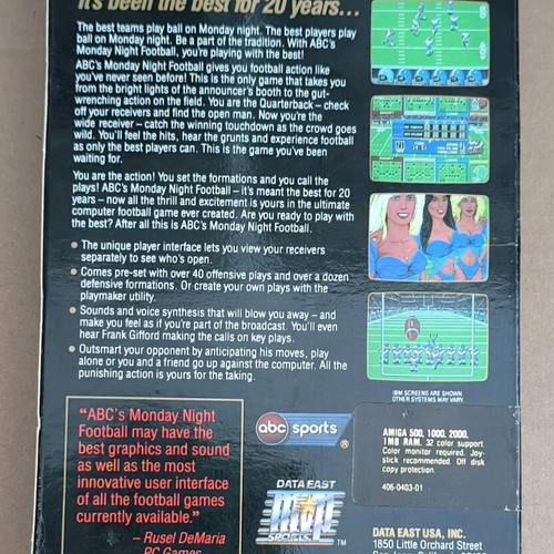 ABC Monday Night Football Amiga like new, Data East