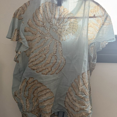 Summer set blouse and skirt like new, blue and beige, size M/L