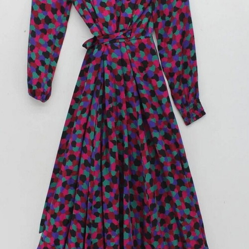 Sezane Asia silk maxi wrap dress used, colorful mosaic print