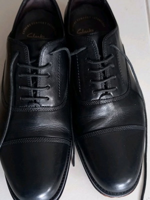 Clarks men's shoes, black leather, casual