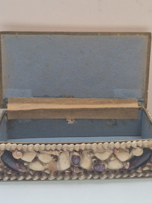 Handmade Seashell Jewelry Box, 1970s Vintage Folk Art Trinket Box