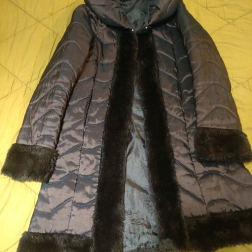 Women's jacket used with fur trim brown