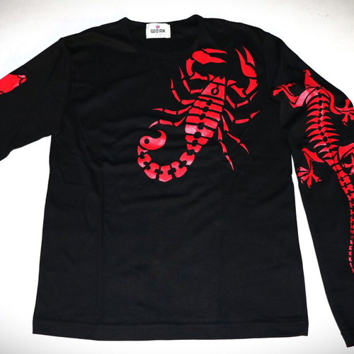 Work T-Shirt Scorpio long sleeve vintage size M black red cotton