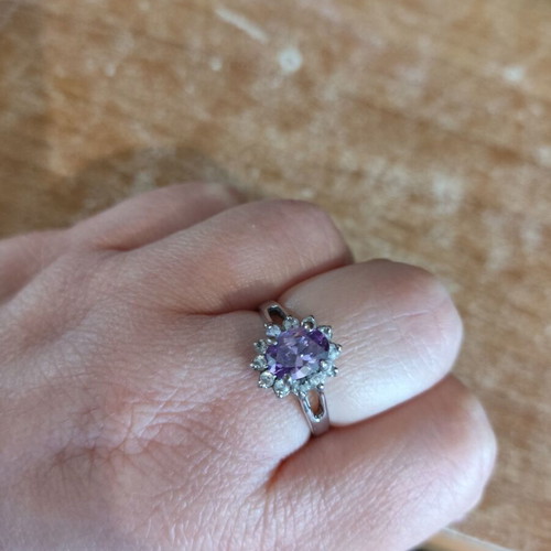 925 Silver Ring with Genuine Amethyst Like New