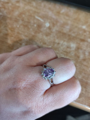 925 Silver Ring with Genuine Amethyst Like New
