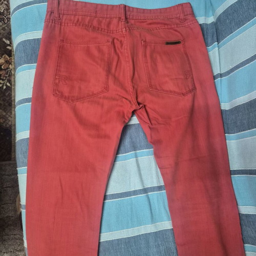 Review men's summer pants, soft carrot red, size 34