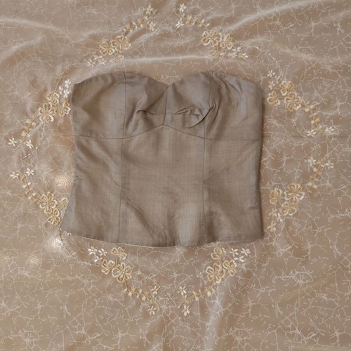 Valerie Aflalo blouse like new, short, silk, size S, gray-beige