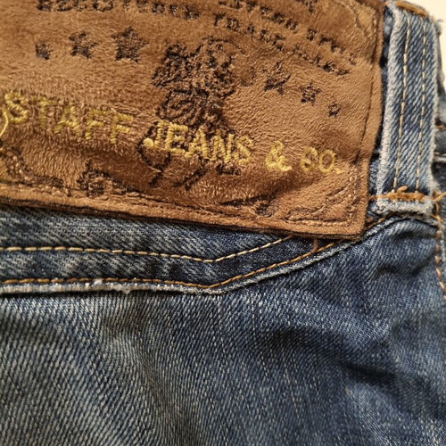 Staff and Go men's ripped jeans size 34 like new, beige and blue