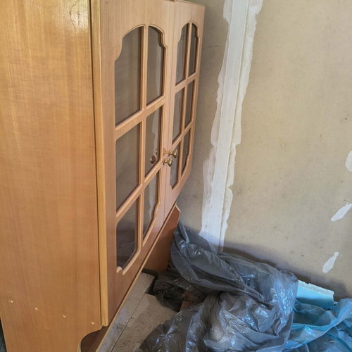 Wooden bookcase with glass doors and shelf like new