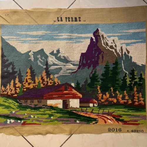 Handmade textile painting frame, 0.63x0.44 m