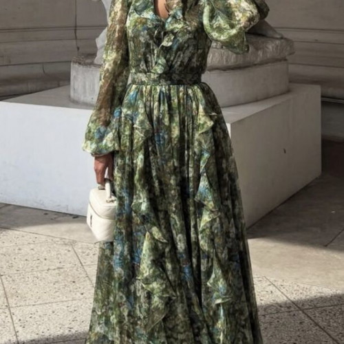 Diamond Creation Maxi Dress New Green Floral