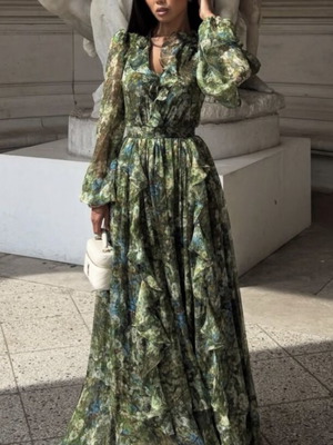 Diamond Creation Maxi Dress New Green Floral
