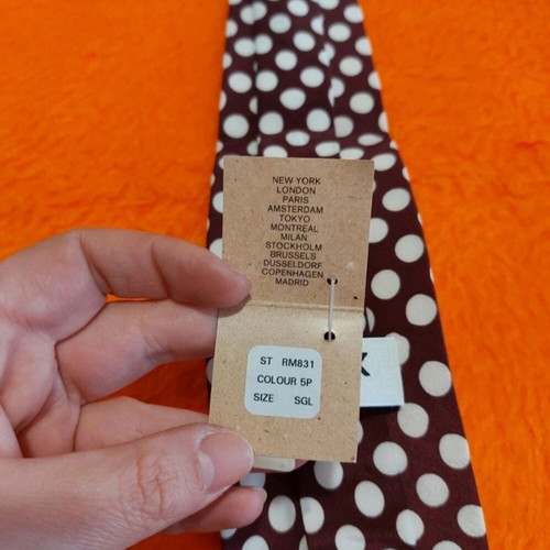 Vintage Mexx Fashion polka dot tie new, burgundy and white