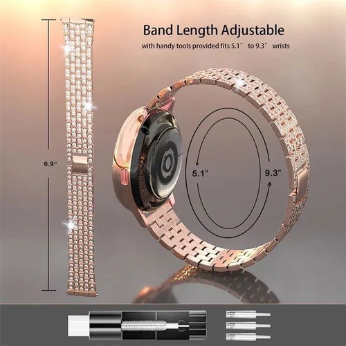 Luxury Stainless Steel Watch Strap with Crystals for Smartwatches