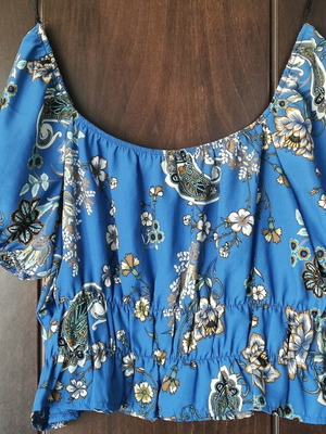 Pink Woman colorful top medium, elastic, off-shoulder, like new
