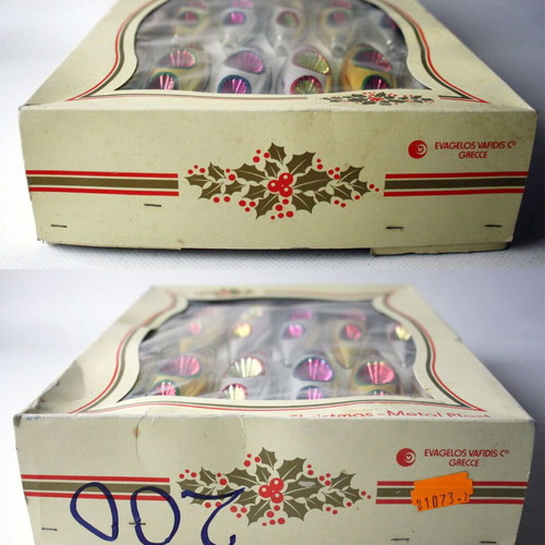 Box of 24 vintage Greek Christmas ornaments from 1980s new