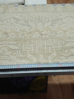 Handmade tablecloth new, beige 100x90cm