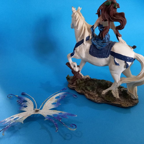 Fairy on Unicorn collectible resin figure like new, 23 cm