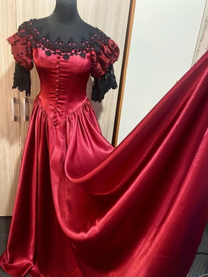 Punkrave Gothic Victorian ruby satin dress